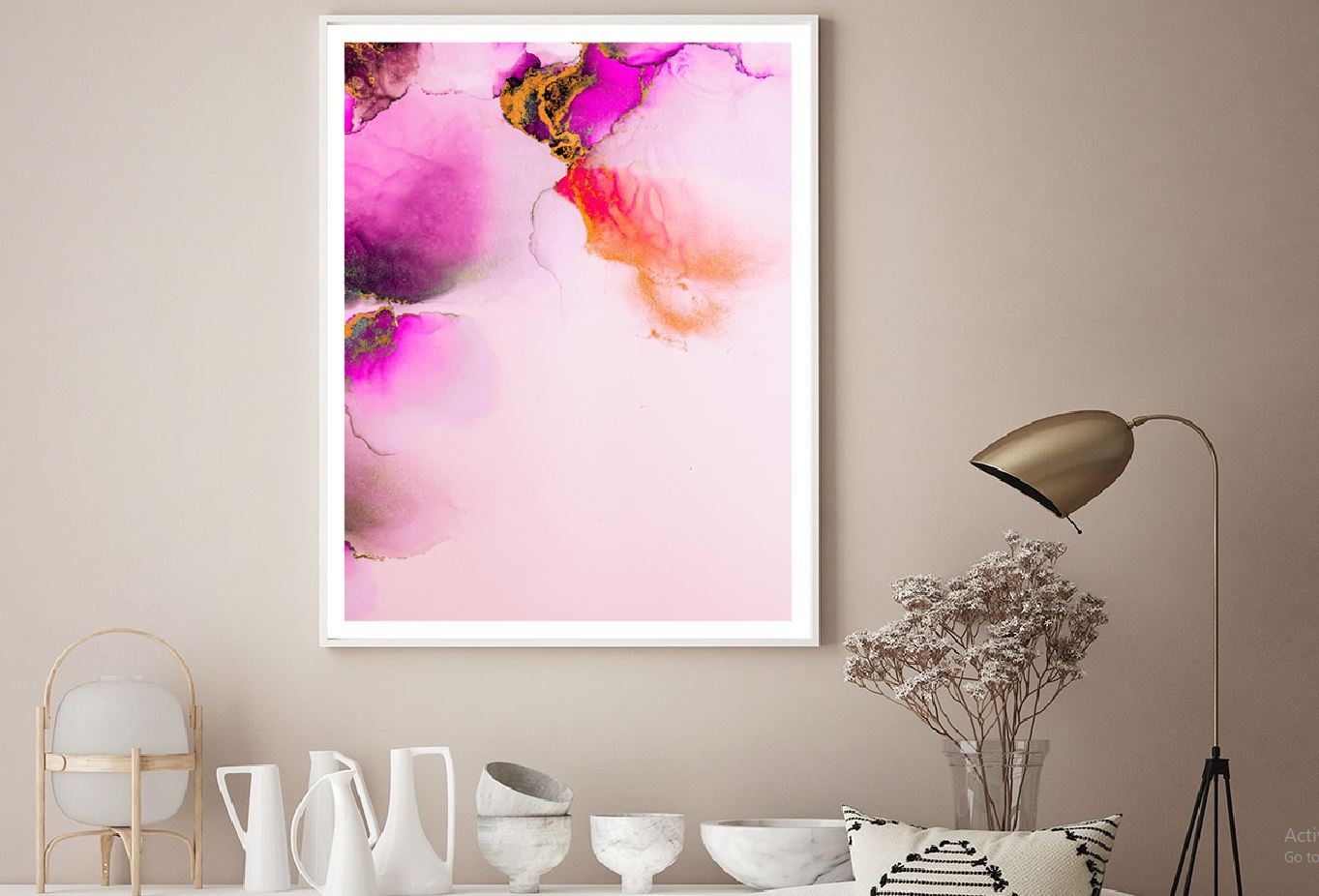 Pink Orange & Gold Abstract Design Home Decor Premium Quality Poster Print Choose Your Sizes