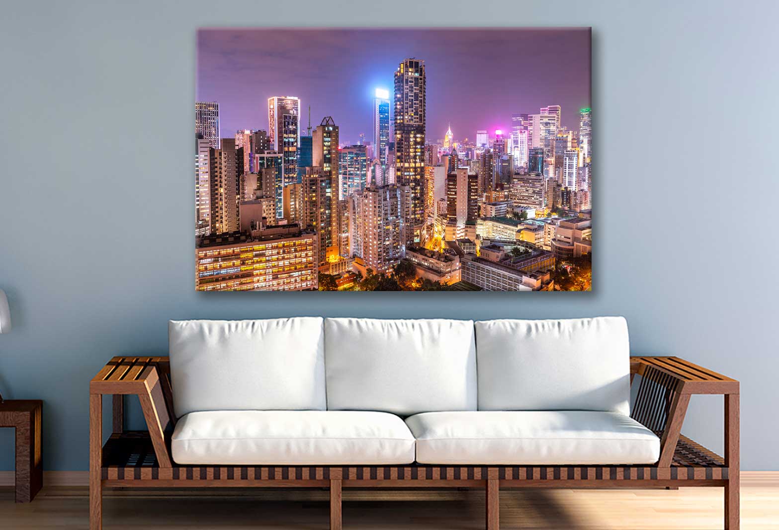 Bella Home Hong Kong Cityscape at Night View Print Canvas Ready to hang