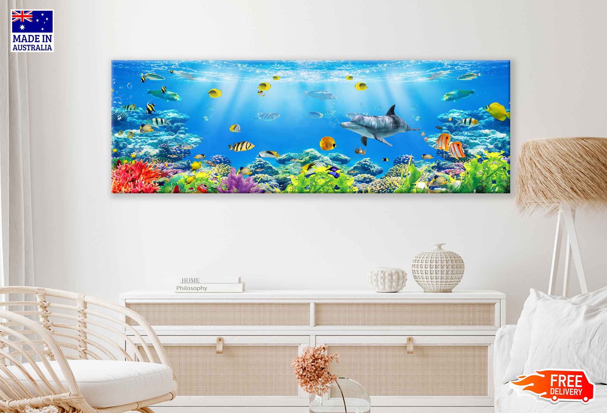 Panoramic Canvas Underwater Scenery Digital Art High Quality 100% Australian Made Wall Canvas Print Ready to Hang