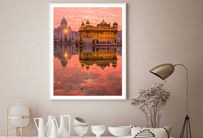 Golden Temple at Sunset View Photograph Punjab Home Decor Premium Quality Poster Print Choose Your Sizes