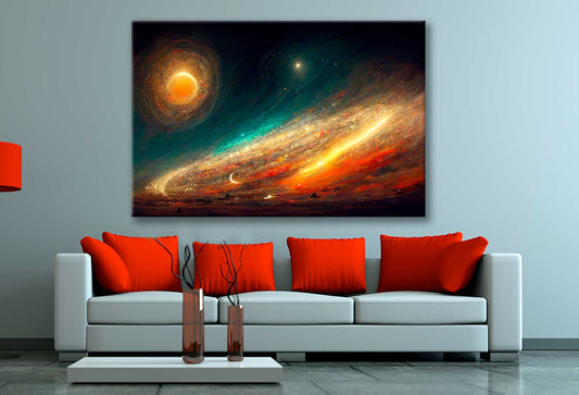 Bella Home Galaxy Sky Watercolor Painting Print Canvas Ready to hang