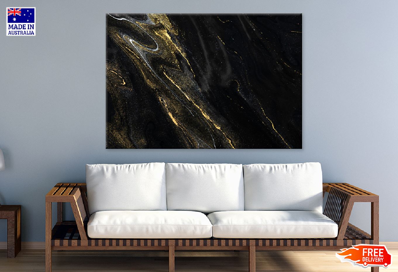 Black & Gold Splash Abstract Design Print 100% Australian Made