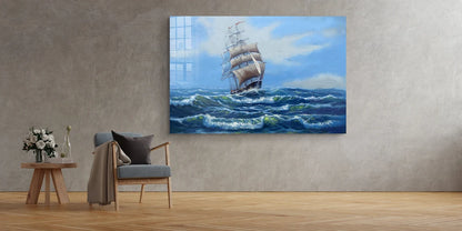 Sail Ship Painting Print Tempered Glass Wall Art 100% Made in Australia Ready to Hang