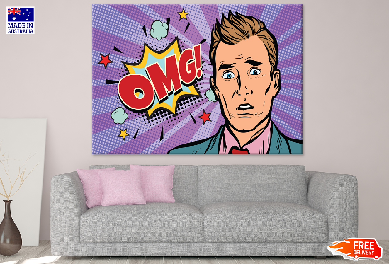 OMG Quote & Confused Man Illustration Print 100% Australian Made