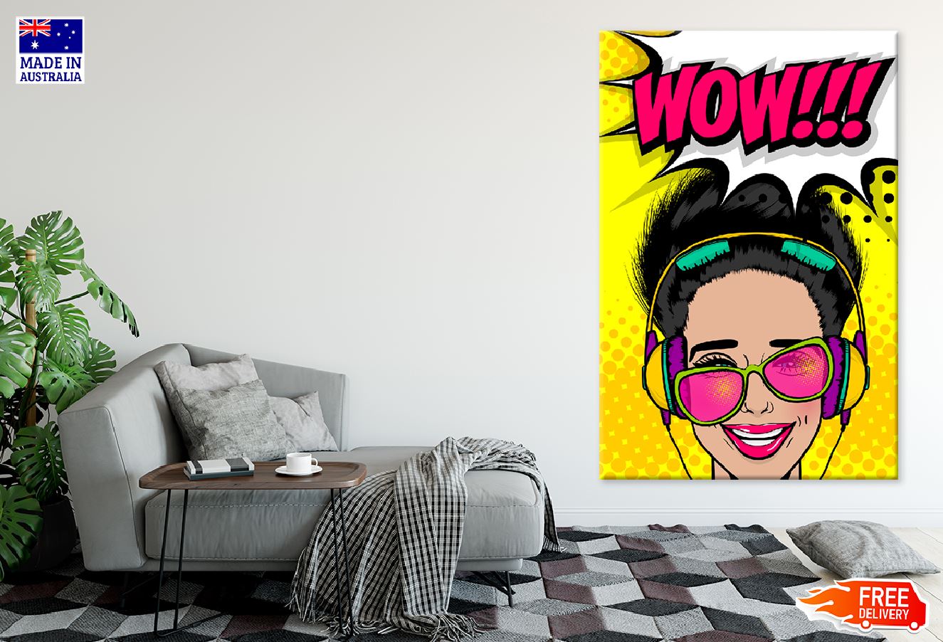 WOW Quote & Girl with Sunglasses Illustration Print 100% Australian Made