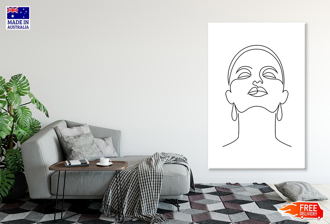 Woman Face B&W Line Art Print 100% Australian Made