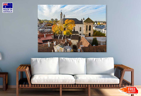 Vilnius City & Autumn Tree Scenery Photograph Print 100% Australian Made