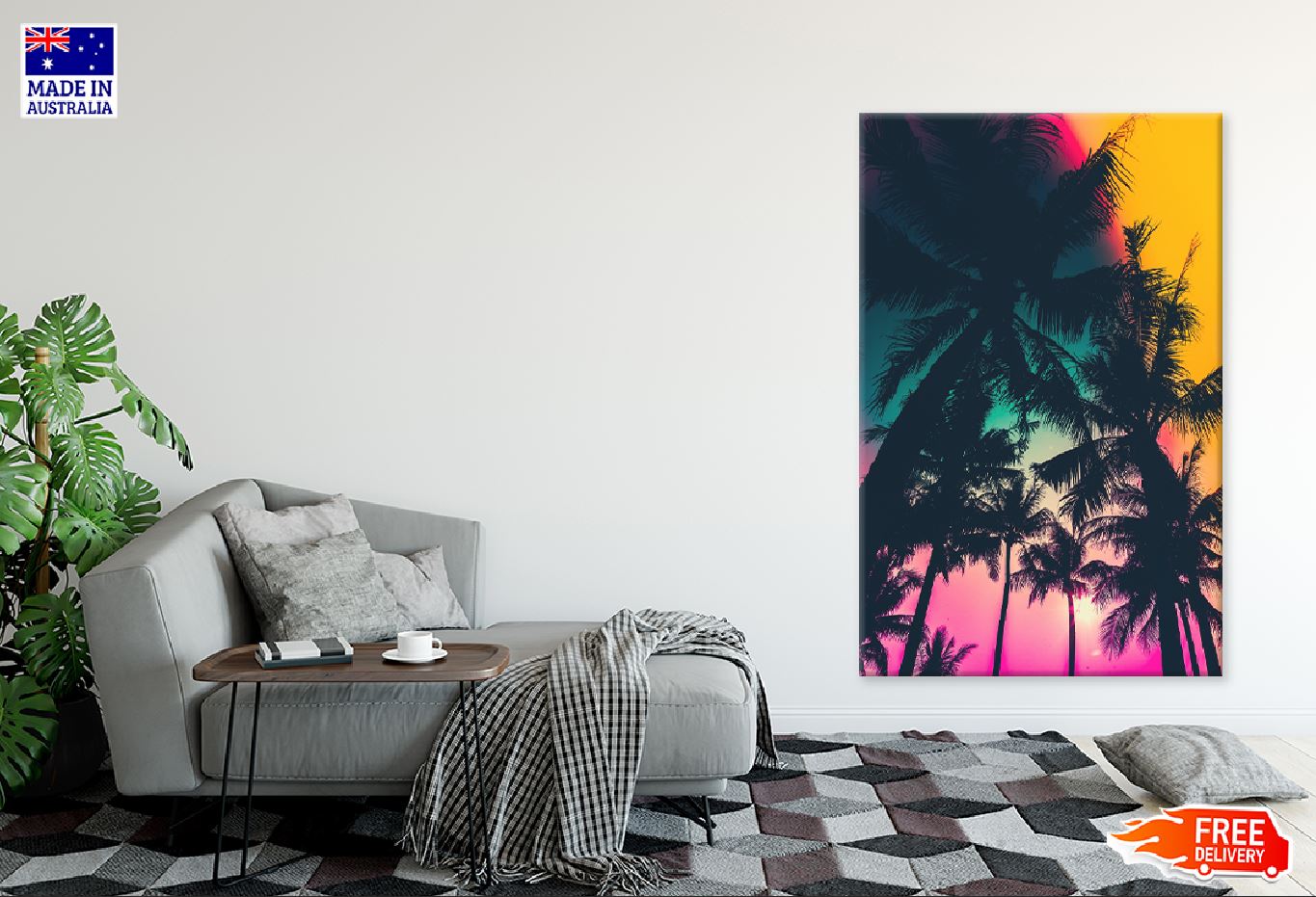 Palm Trees with Colorful Sky View Photograph Print 100% Australian Made