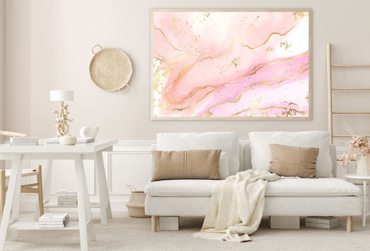 White Pink & Gold Splash Abstract Design Home Decor Premium Quality Poster Print Choose Your Sizes