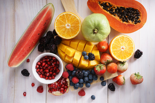 Healthy Fresh Mixed Fruits on Table Photograph Print 100% Australian Made