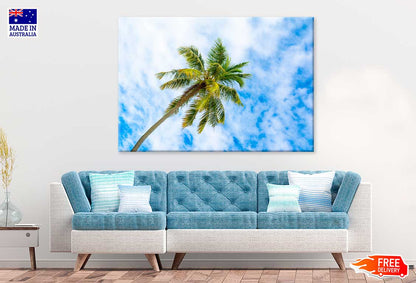 Palm Trees & Cloudy Blue Sky Photograph Print 100% Australian Made