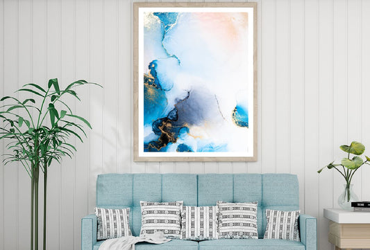 Blue & Gold Liquid Abstract Design Home Decor Premium Quality Poster Print Choose Your Sizes