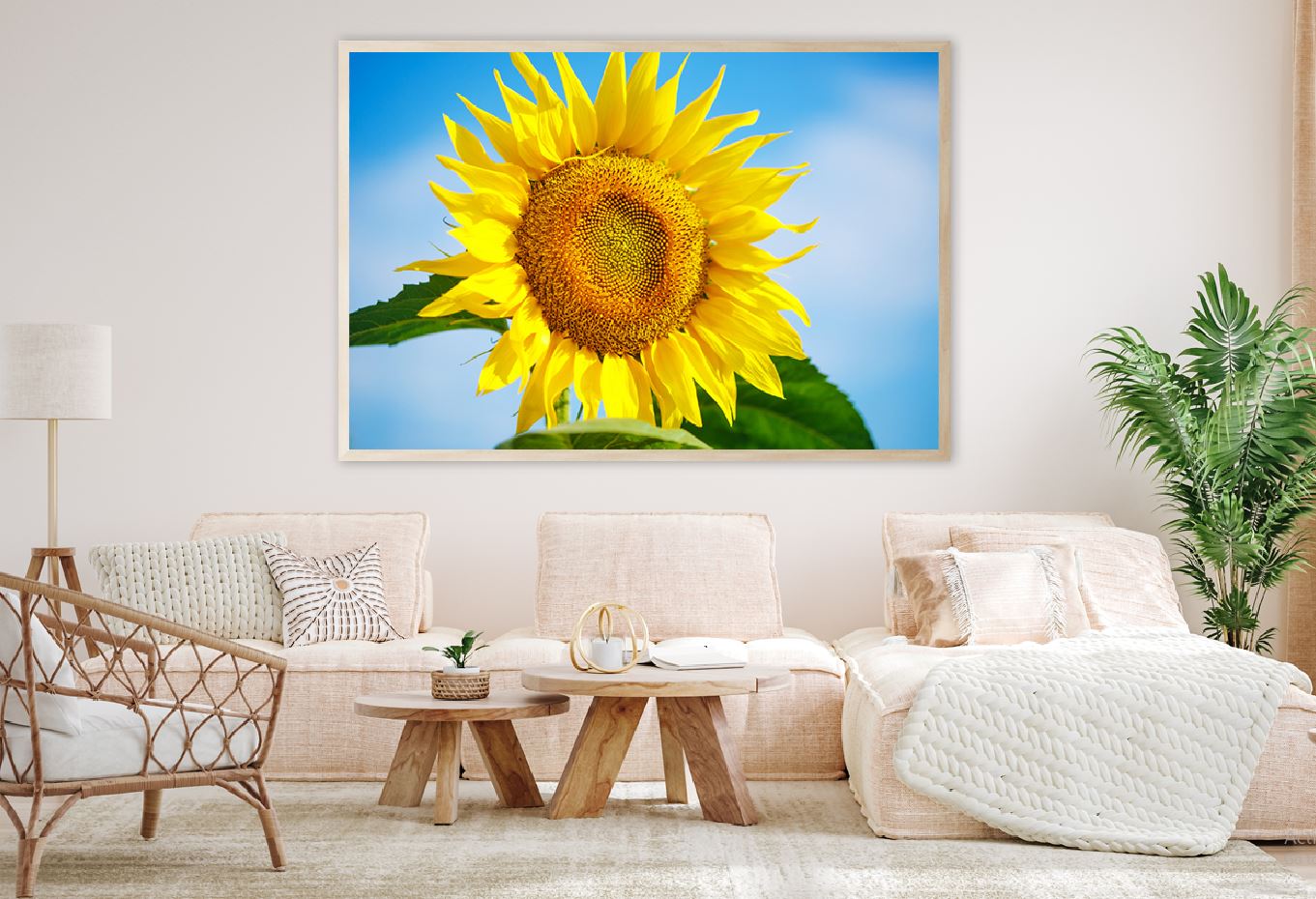 Sunflower & Blue Sky Closeup View Photograph Home Decor Premium Quality Poster Print Choose Your Sizes