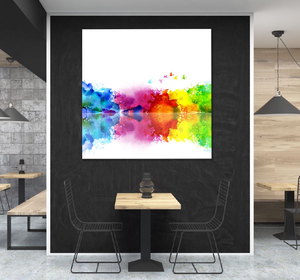 Square Canvas Colorful Birds with Paint Abstract Art High Quality Print 100% Australian Made