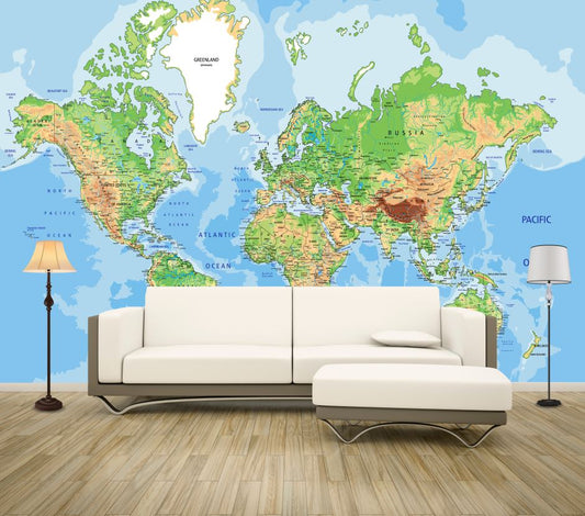 Wallpaper Murals Peel and Stick Removable World Map Vector High Quality