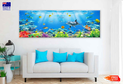 Panoramic Canvas Underwater Scenery Digital Art High Quality 100% Australian Made Wall Canvas Print Ready to Hang