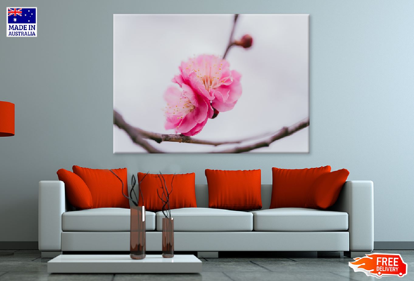 Pink Almond Blossom Flowers View Photograph Print 100% Australian Made