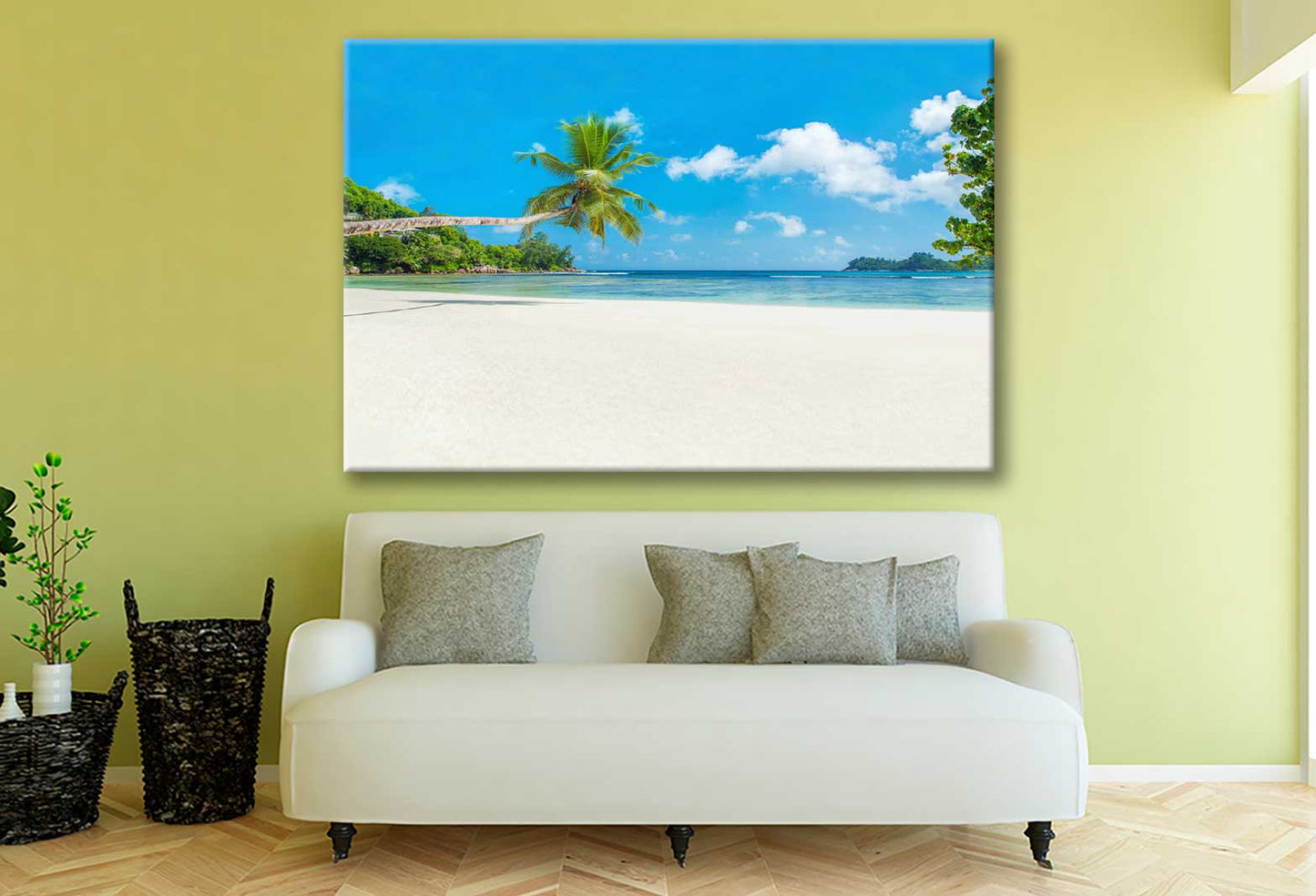 Bella Home Tropical Ocean Beach With Clouds Print Canvas Ready to hang