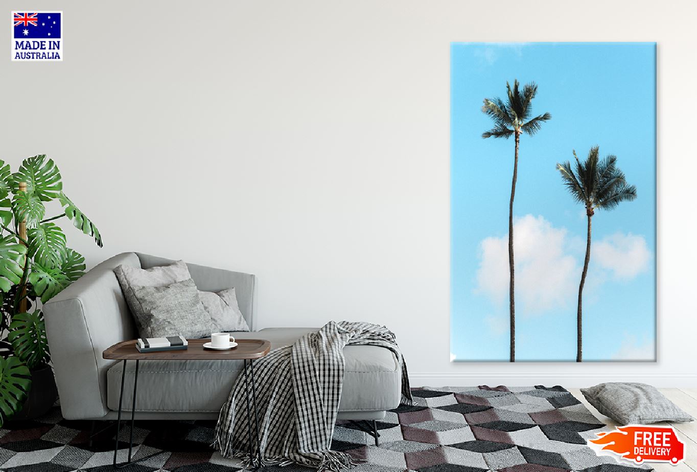 Tall Palm Trees & Blue Sky View Photograph Print 100% Australian Made