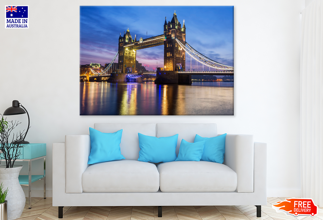 River & Bridge In London City View Print 100% Australian Made