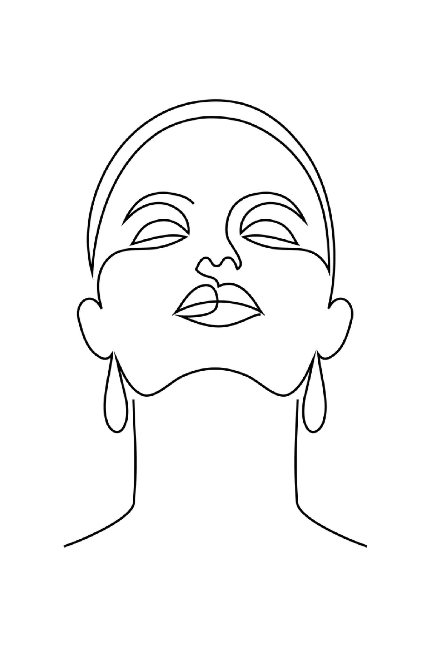 Woman Face B&W Line Art Print 100% Australian Made