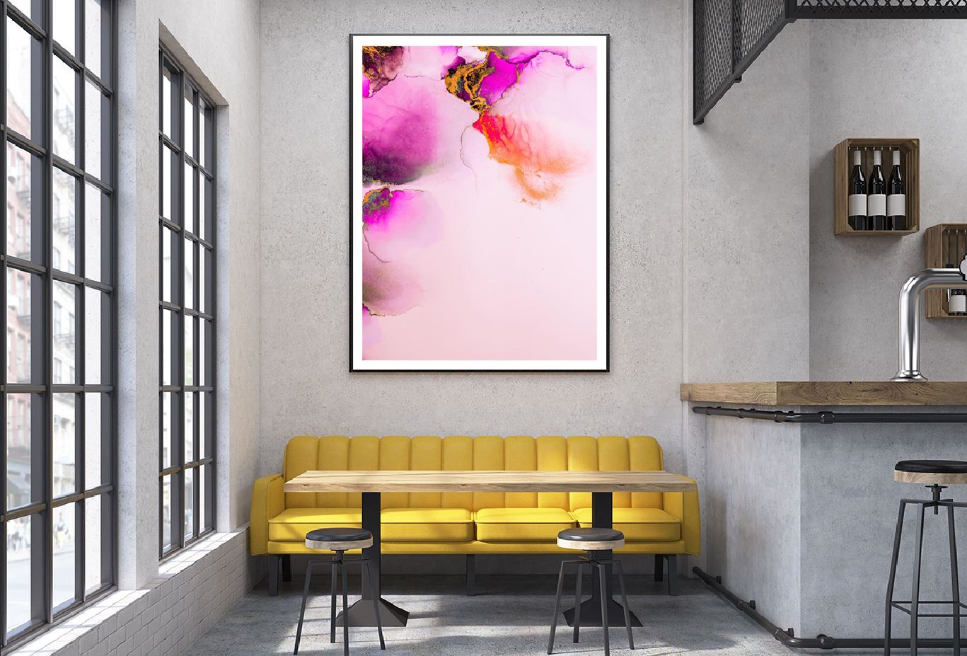 Pink Orange & Gold Abstract Design Home Decor Premium Quality Poster Print Choose Your Sizes