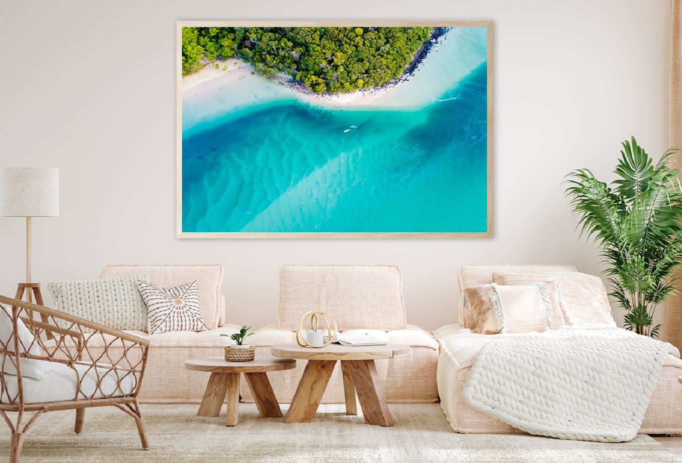 Aerial View of Blue Beach Scenery Photograph Home Decor Premium Quality Poster Print Choose Your Sizes