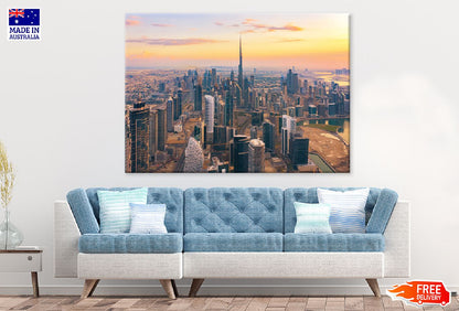 Dubai Downtown Aerial Sunset View Print 100% Australian Made