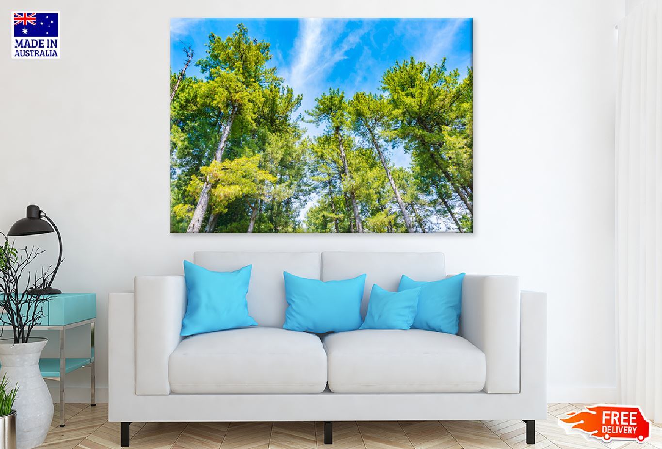 Pine Trees with Under Blue Sky Photograph Print 100% Australian Made