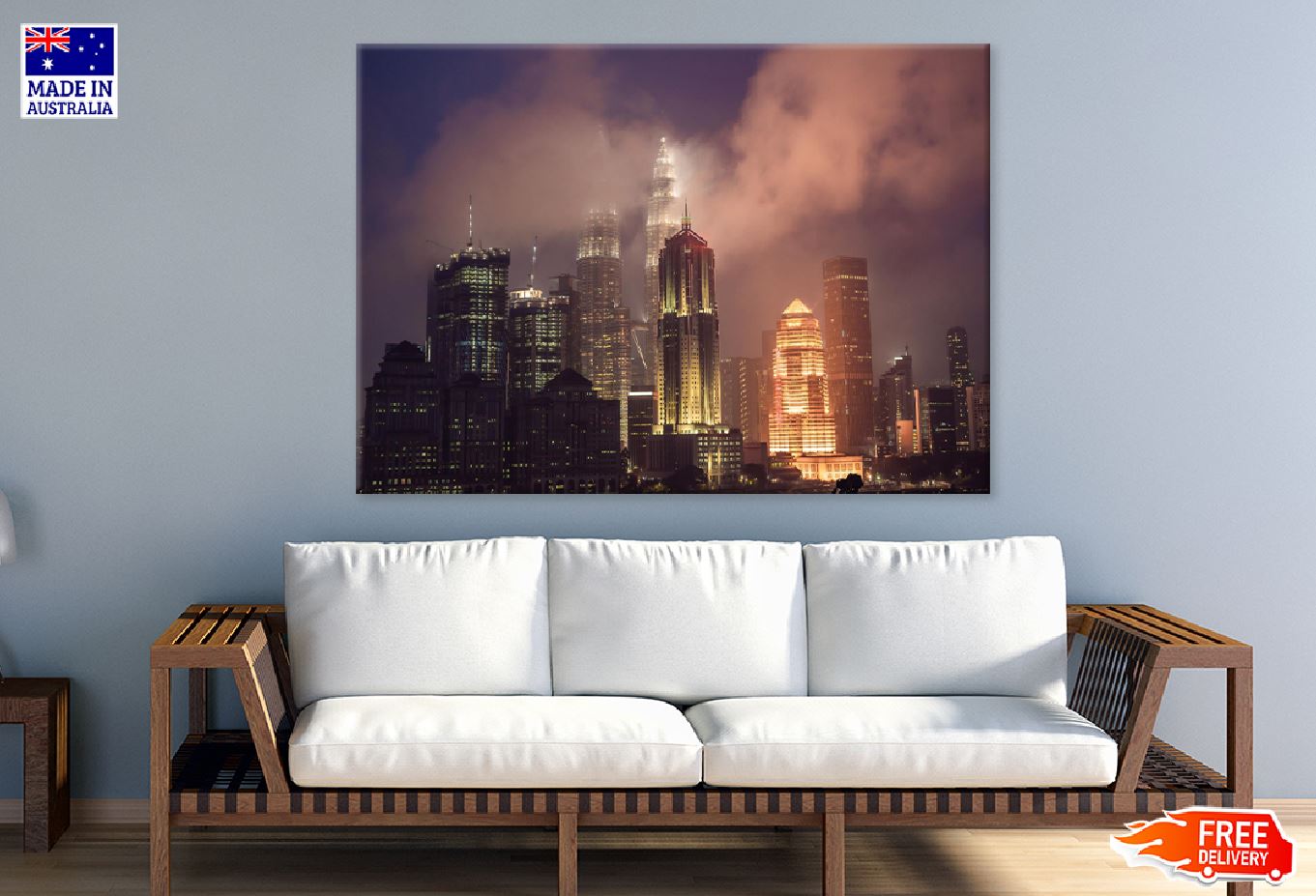 Kuala Lumpur Skyline Night View Photograph Print 100% Australian Made