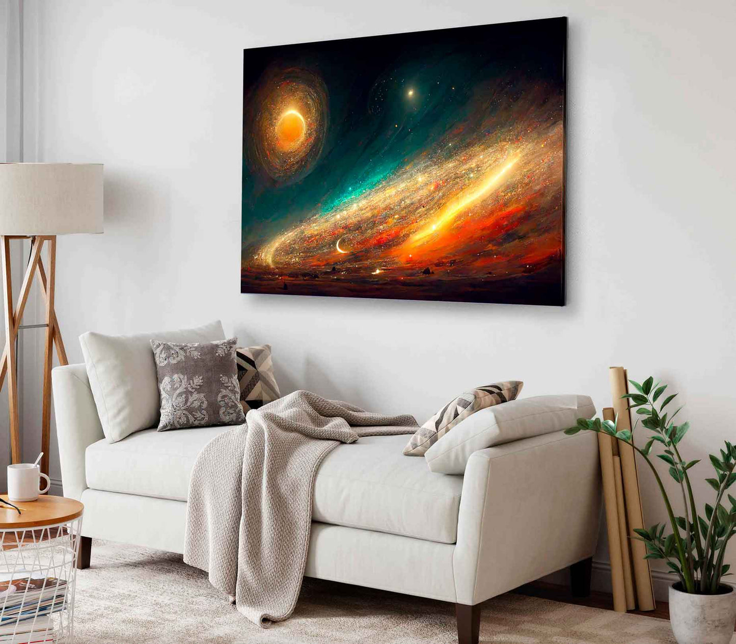 Bella Home Galaxy Sky Watercolor Painting Print Canvas Ready to hang