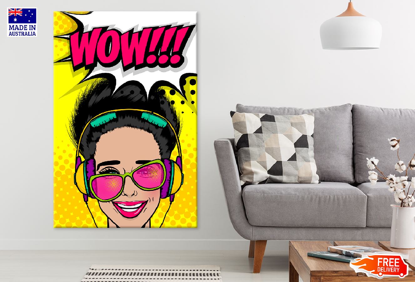 WOW Quote & Girl with Sunglasses Illustration Print 100% Australian Made