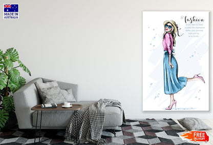 Fashion Lady with Classic Clothes Illustration Print 100% Australian Made