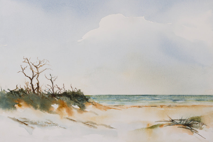 Beach View Watercolor Painting Print 100% Australian Made