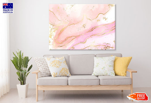 White Pink & Gold Splash Abstract Design Print 100% Australian Made