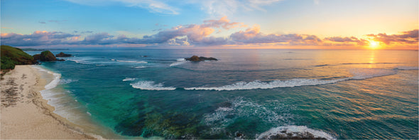 Panoramic Canvas Stunning Beach Sun Sky View High Quality 100% Australian made wall Canvas Print ready to hang