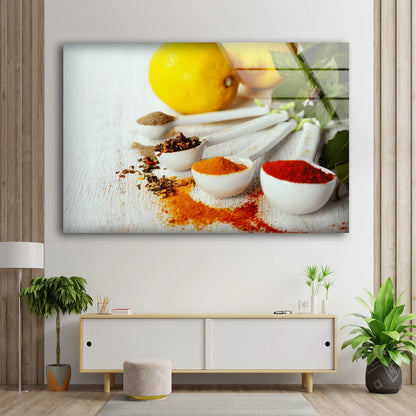 Spices on Spoons Photograph Acrylic Glass Print Tempered Glass Wall Art 100% Made in Australia Ready to Hang