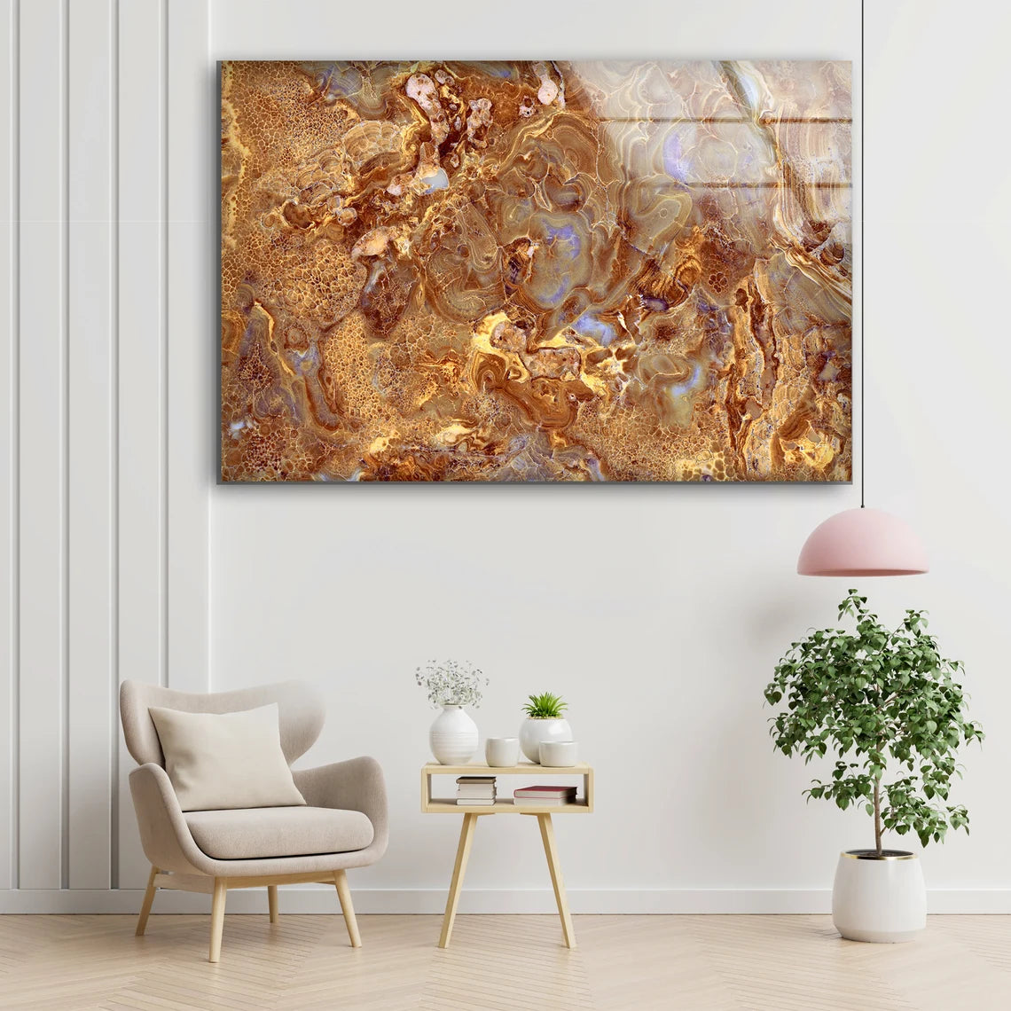 Gold & Grey Abstract Design Acrylic Glass Print Tempered Glass Wall Art 100% Made in Australia Ready to Hang