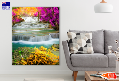 Stunning Waterfall with Colourful Trees Photograph Print 100% Australian Made