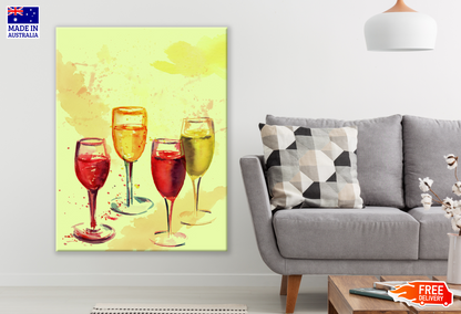 Wine glasses Painting Print 100% Australian Made Print 100% Australian Made