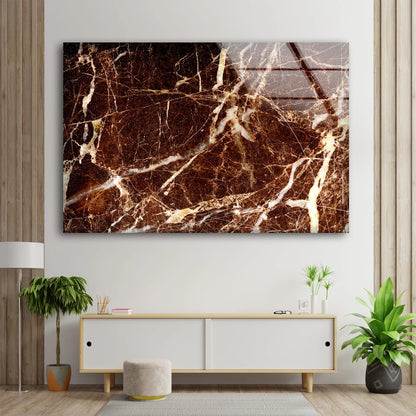 Brown & Gold Abstract Design Acrylic Glass Print Tempered Glass Wall Art 100% Made in Australia Ready to Hang