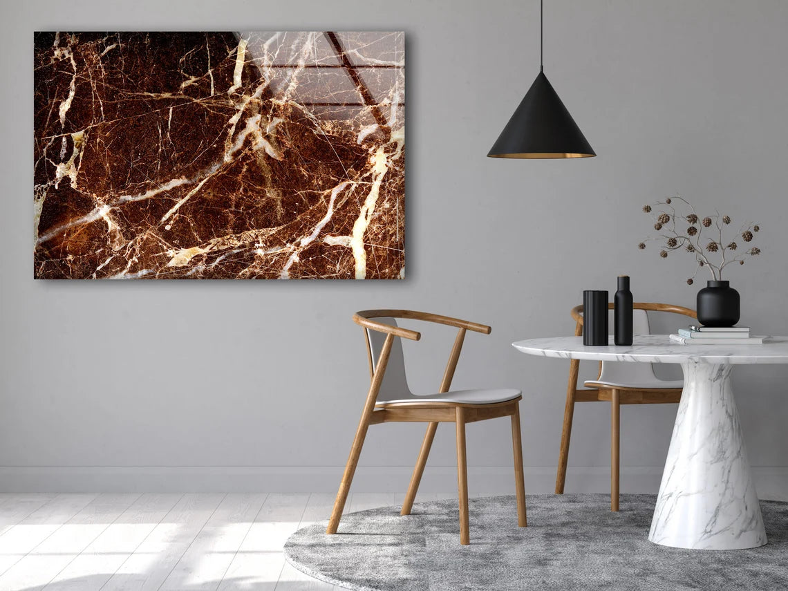 Brown & Gold Abstract Design Acrylic Glass Print Tempered Glass Wall Art 100% Made in Australia Ready to Hang