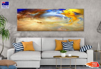 Panoramic Canvas Colourful Cloud Abstract Design High Quality 100% Australian made wall Canvas Print ready to hang