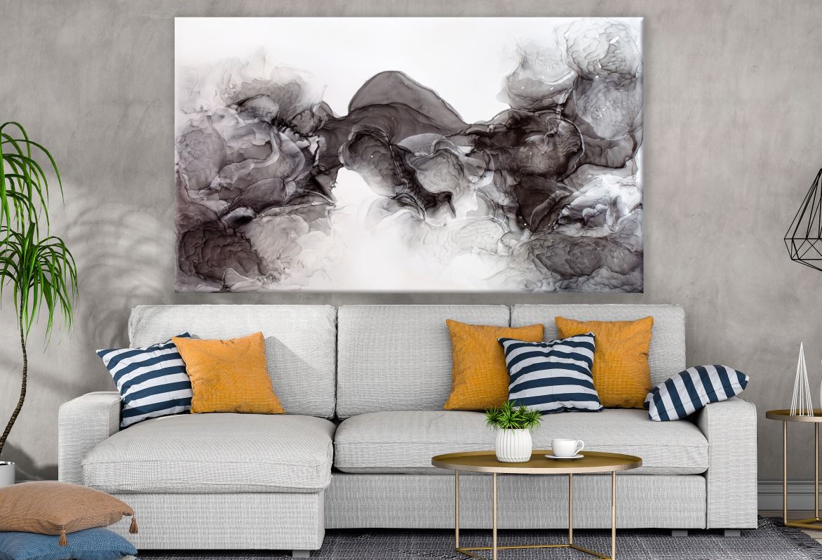 Abstract Black & White Smoke Design Painting Print 100% Australian Made