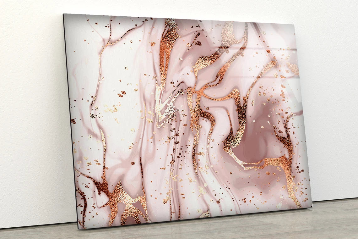 Pink & Gold Abstract Design Acrylic Glass Print Tempered Glass Wall Art 100% Made in Australia Ready to Hang