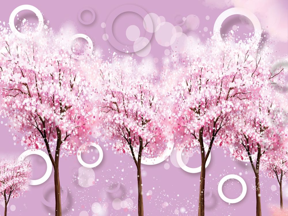 Blossom Trees & Circles 3D Design Home Decor Premium Quality Poster Print Choose Your Sizes