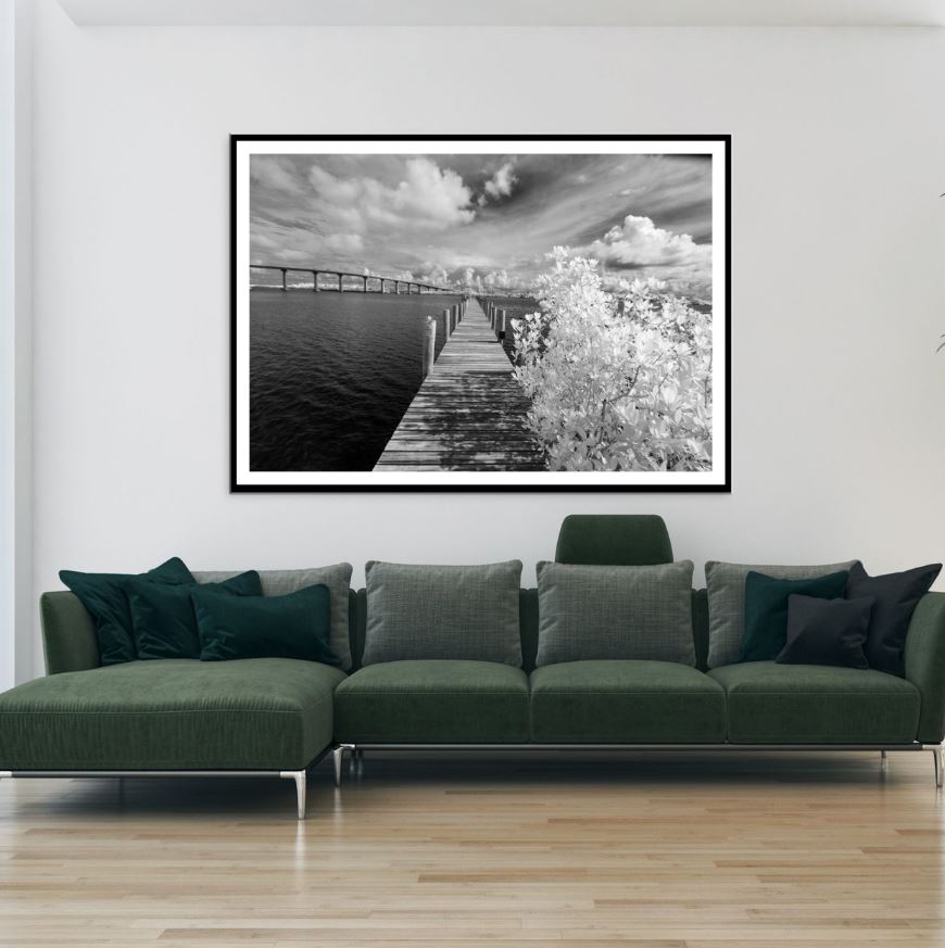 Wooden Pier Over Sea B&W Scenery Home Decor Premium Quality Poster Print Choose Your Sizes
