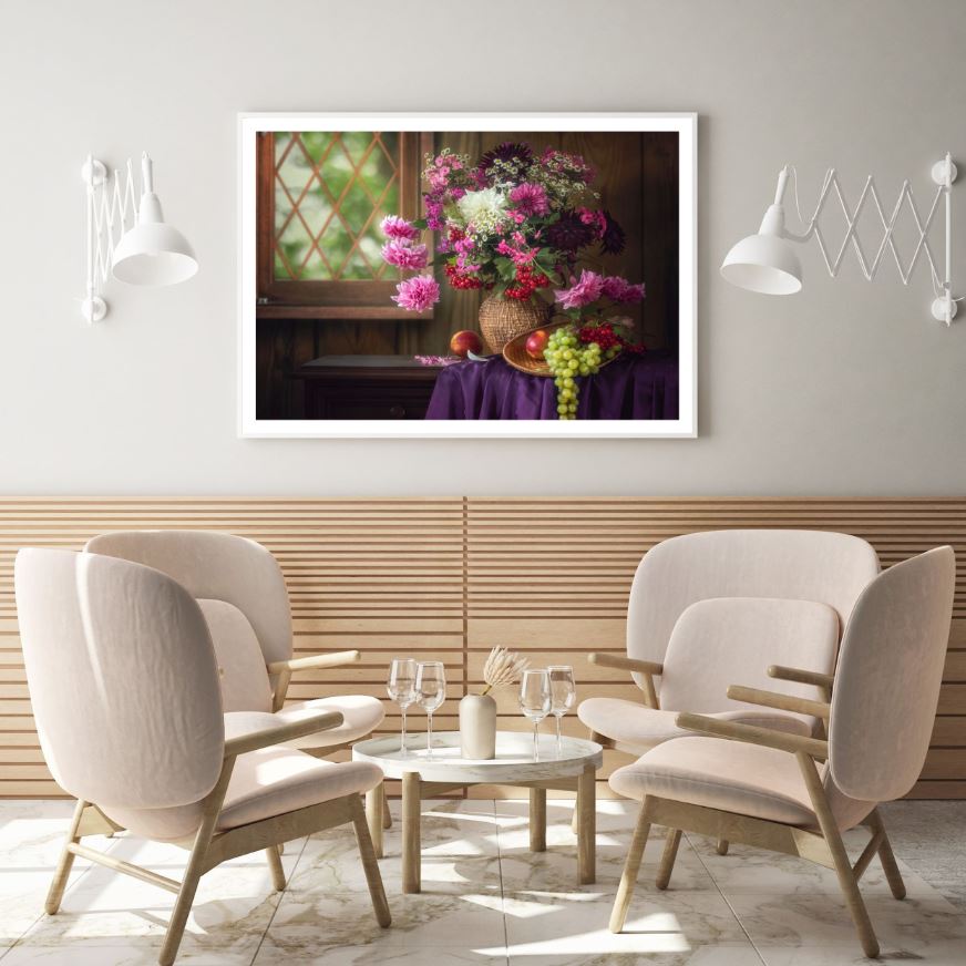 Flower Vase & Fruit Basket View Home Decor Premium Quality Poster Print Choose Your Sizes