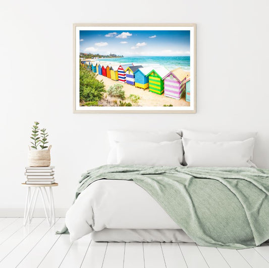 Colorful Beach Huts Photograph Home Decor Premium Quality Poster Print Choose Your Sizes