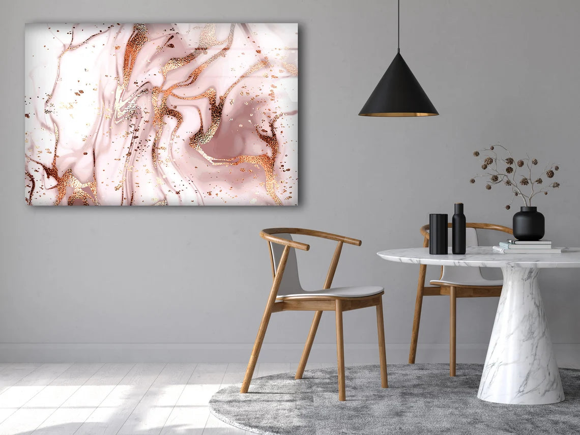 Pink & Gold Abstract Design Acrylic Glass Print Tempered Glass Wall Art 100% Made in Australia Ready to Hang